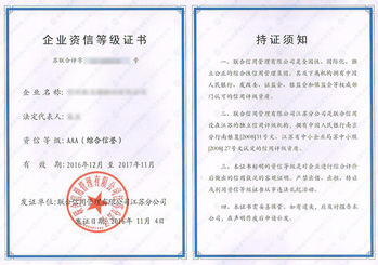 標牌制作AAA資信證書